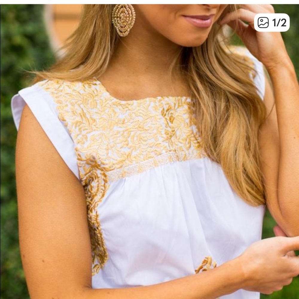 J. Marie White and Gold Top